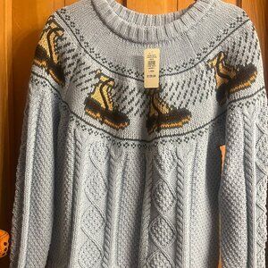 LLBean Fisherman Sweater, Crewneck Novelty Large